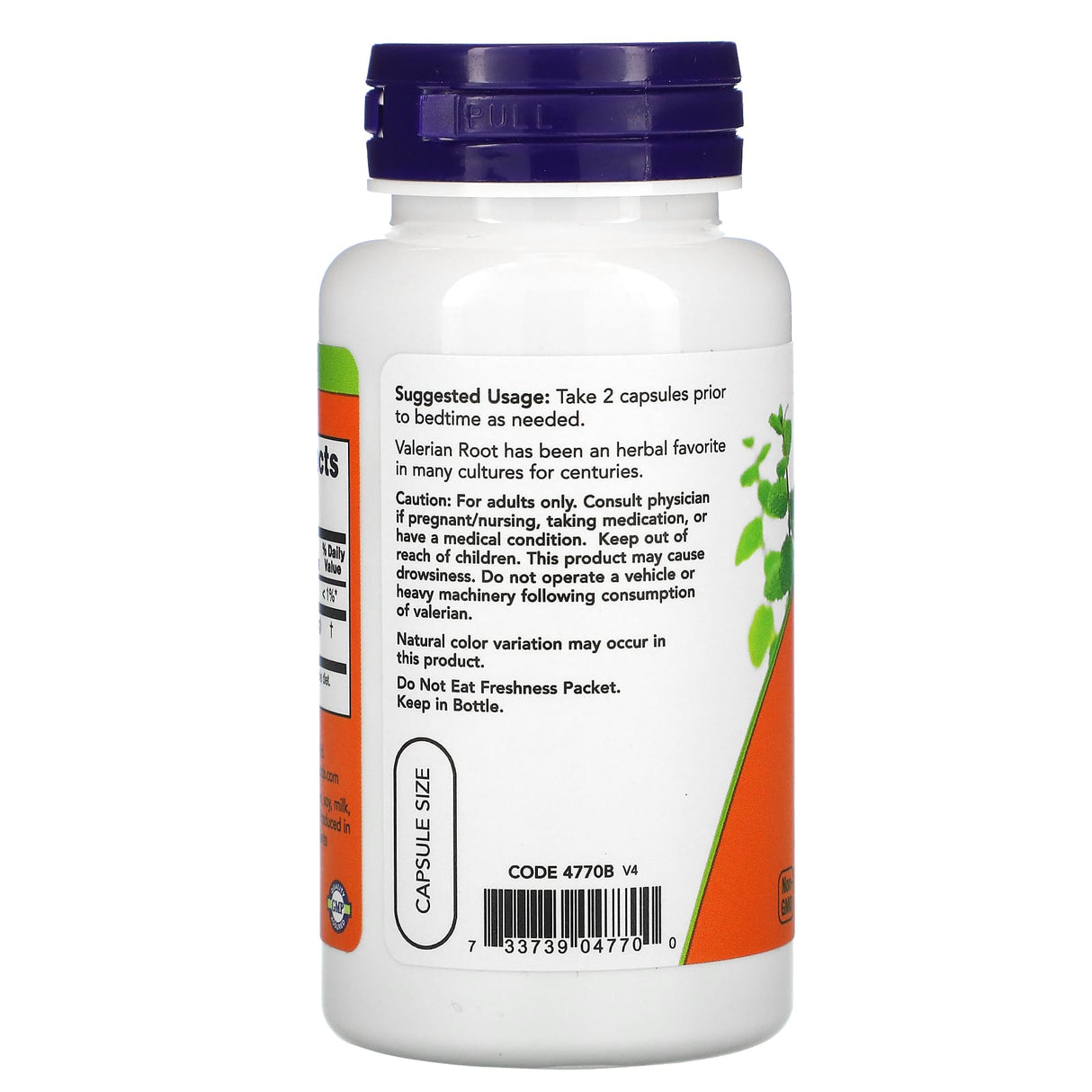 Valerian Root (Valeriana) 500mg, Now Foods, 100 capsule