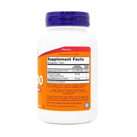 C-1000 Vitamina C with Rose Hips & Bioflavonoids, Now Foods, 100 tablete