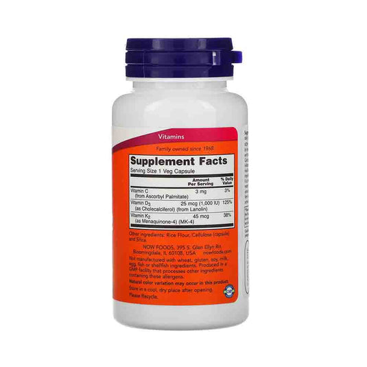Vitamina D-3 & K-2. Now Foods, 120 capsule