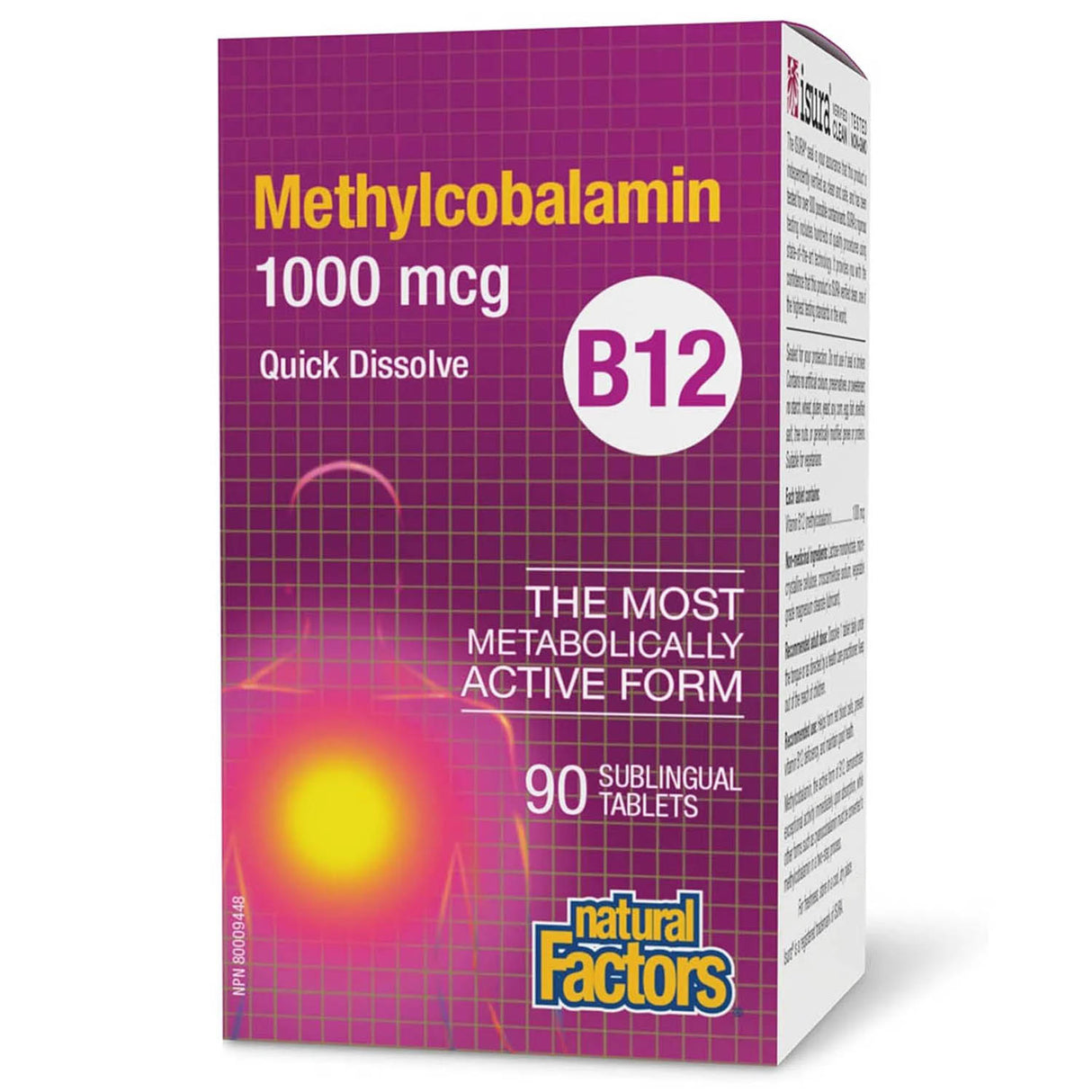 Vitamin B12, Methylcobalamin, 1000 mcg, Natural Factors, 90 tablete