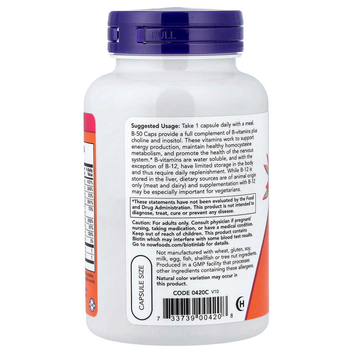 Vitamin B-50 (Complex Vitamina B) 50 mg, Now Foods, 100 capsule