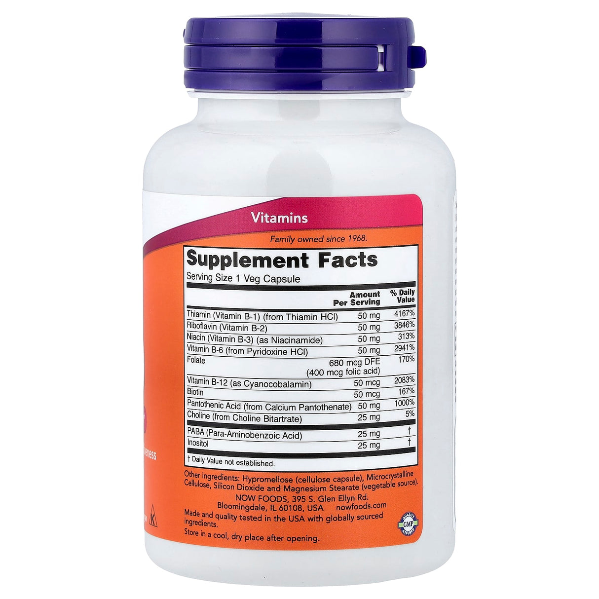 Vitamin B-50 (Complex Vitamina B) 50 mg, Now Foods, 100 capsule