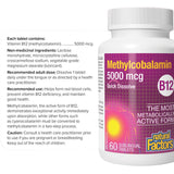 Vitamin B12, Methylcobalamin, 5000 mcg, Natural Factors, 60 tablete