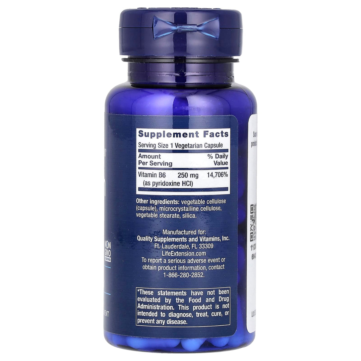 Vitamin B6, 250 mg, Life Extension, 100 capsule