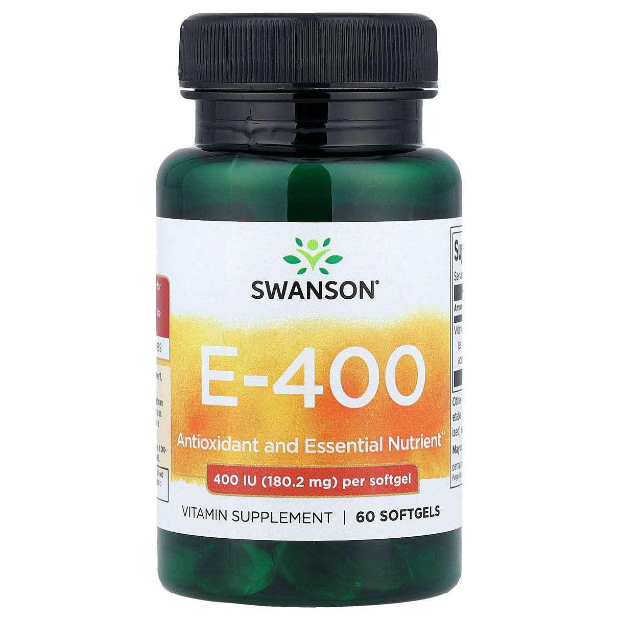 Vitamin E, 400 IU (180 mg), Swanson, 60 softgels SW1438