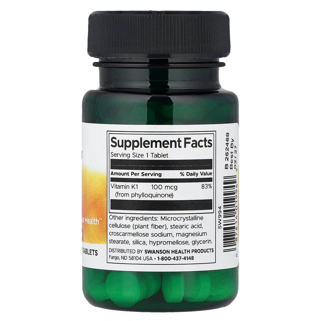 Vitamin K-1 (Filochinona), 100mcg, Swanson, 100 tablete SW994