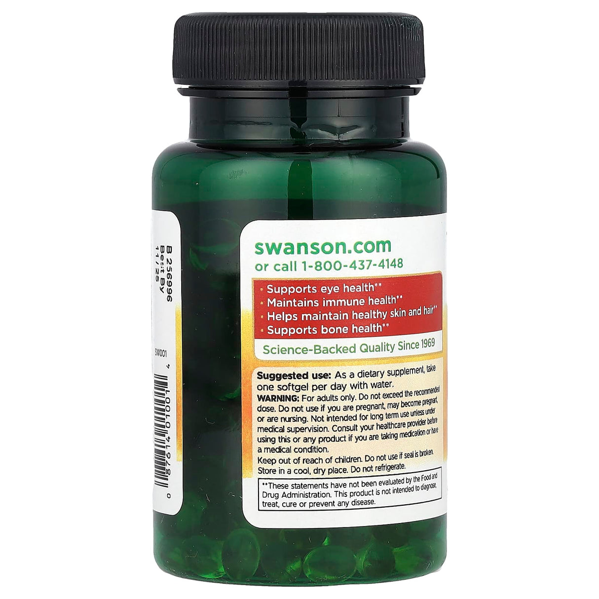 Vitamina A, 10,000 IU, Swanson, 250 softgels SW001