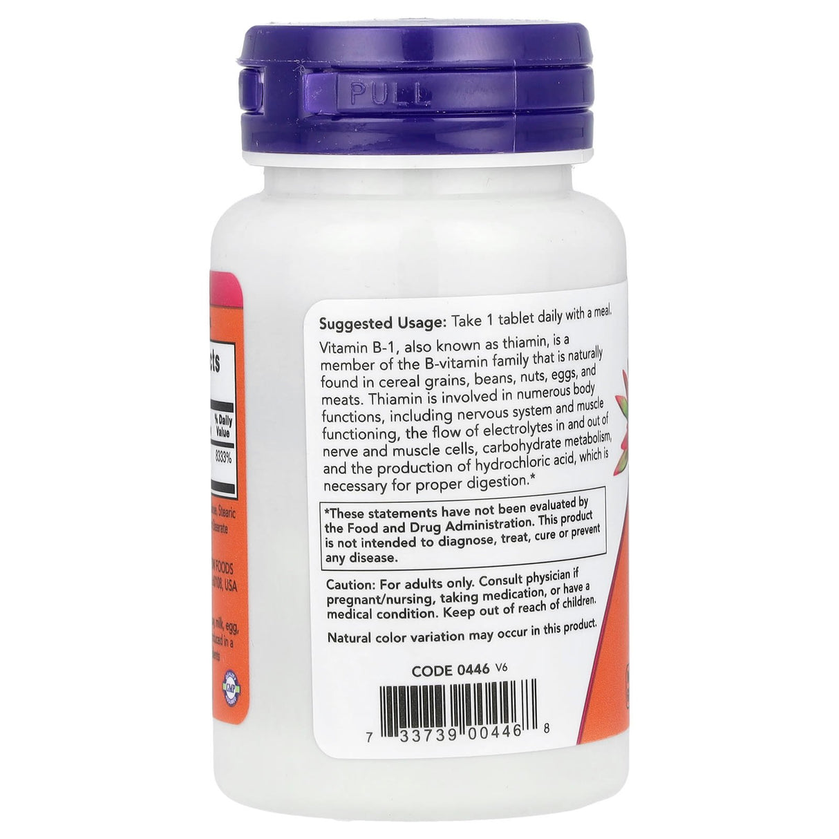 Vitamina B-1 Thiamine (Tiamina), 100mg, Now Foods, 100 tablete