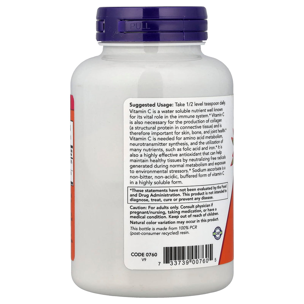 Vitamina C Tamponata Pulbere (Sodium Ascorbate Powder Buffered), Now Foods, 227g