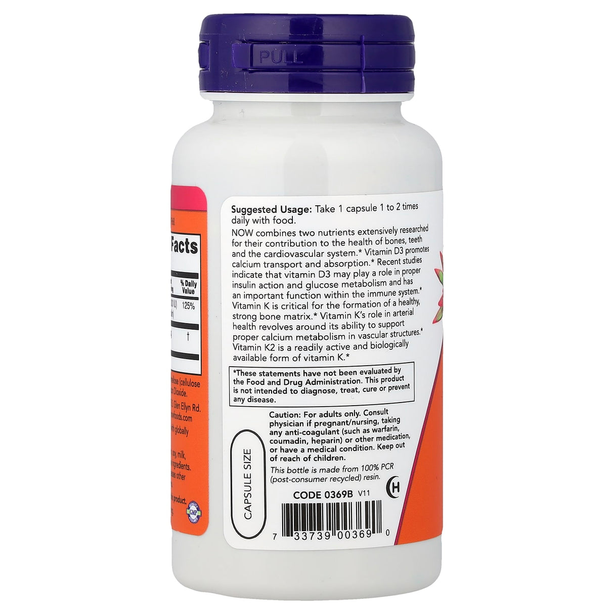 Vitamina D-3 & K-2. Now Foods, 120 capsule