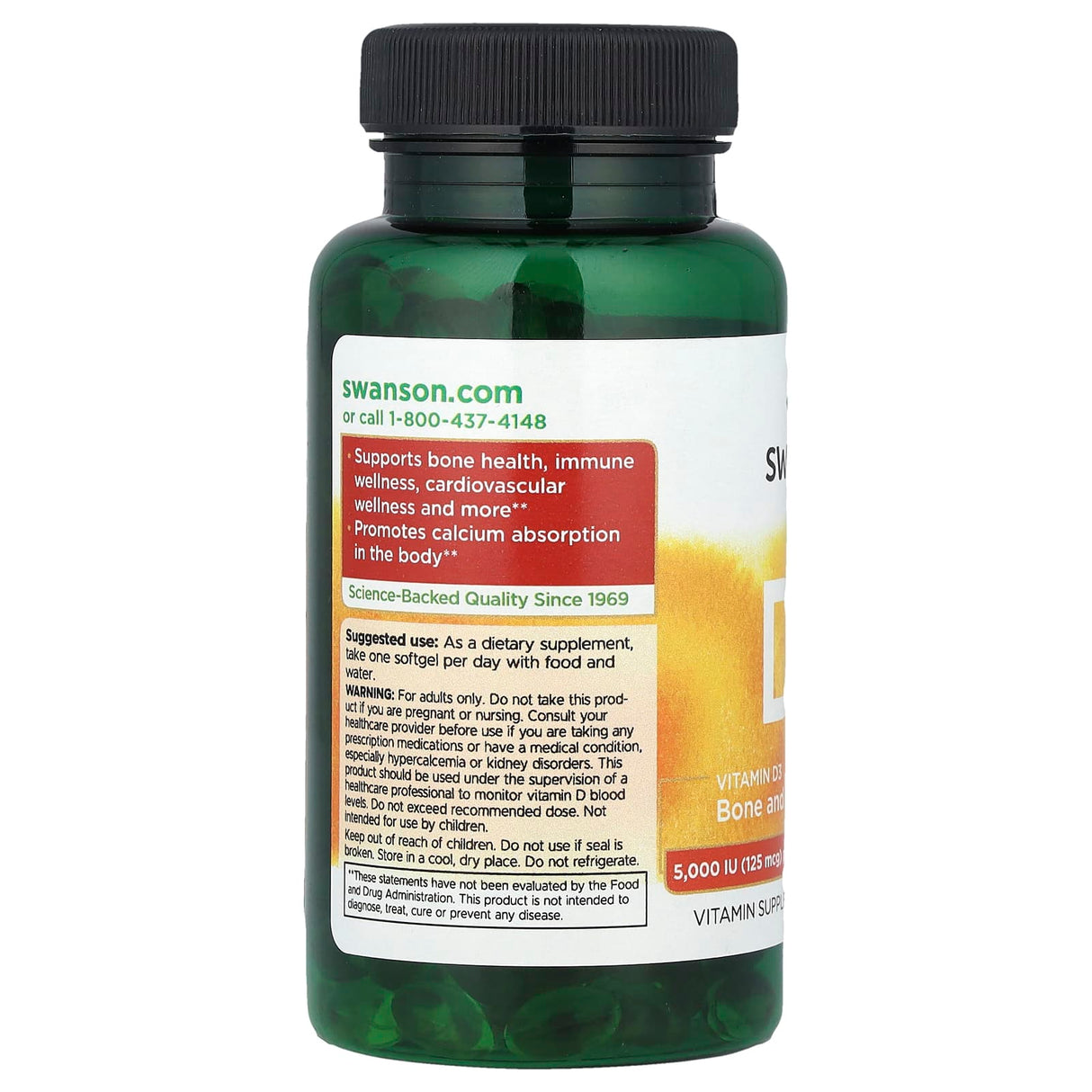 Vitamina D-3 5000 IU, Swanson, 250 softgels SW1371