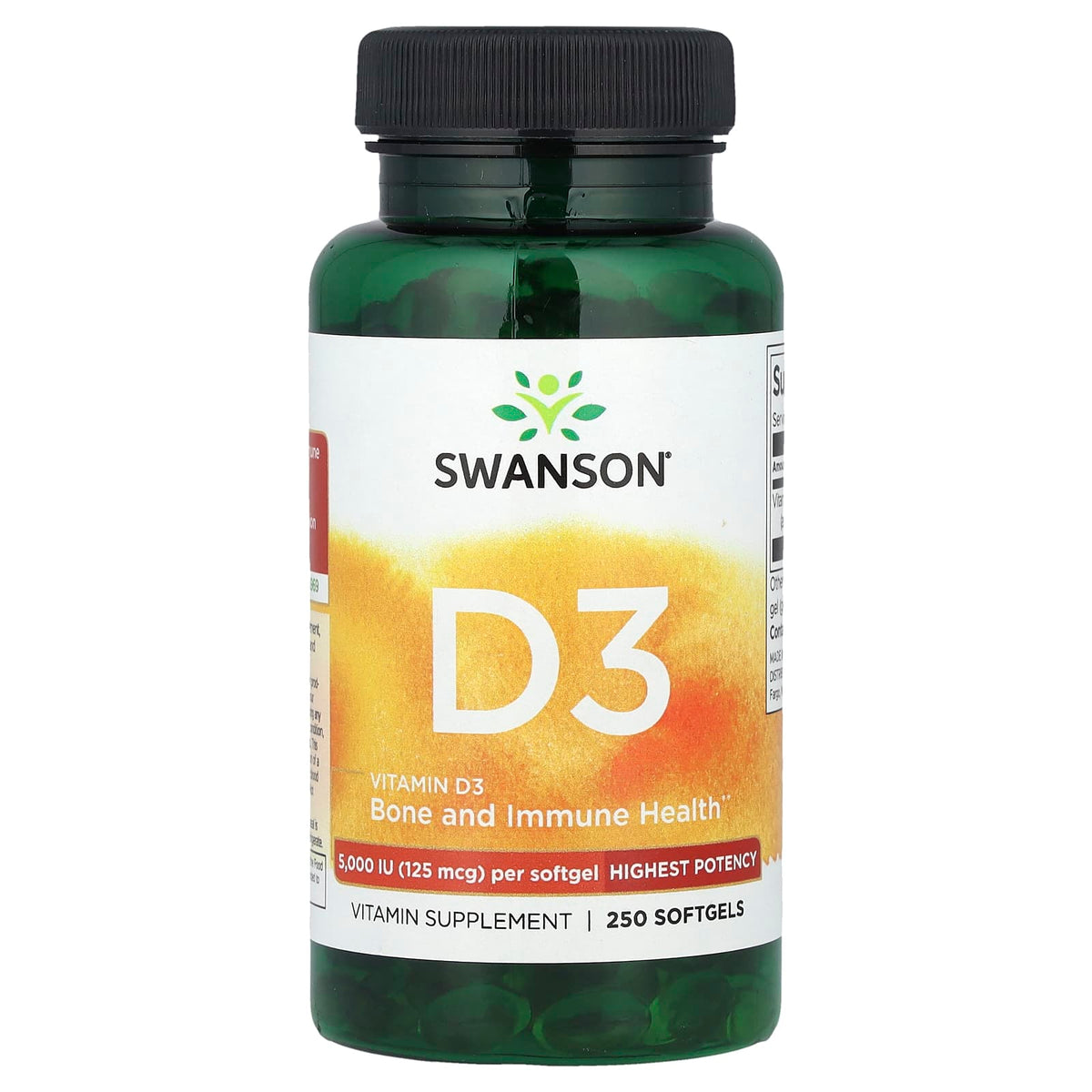 Vitamina D-3 5000 IU, Swanson, 250 softgels SW1371 – Provitamine