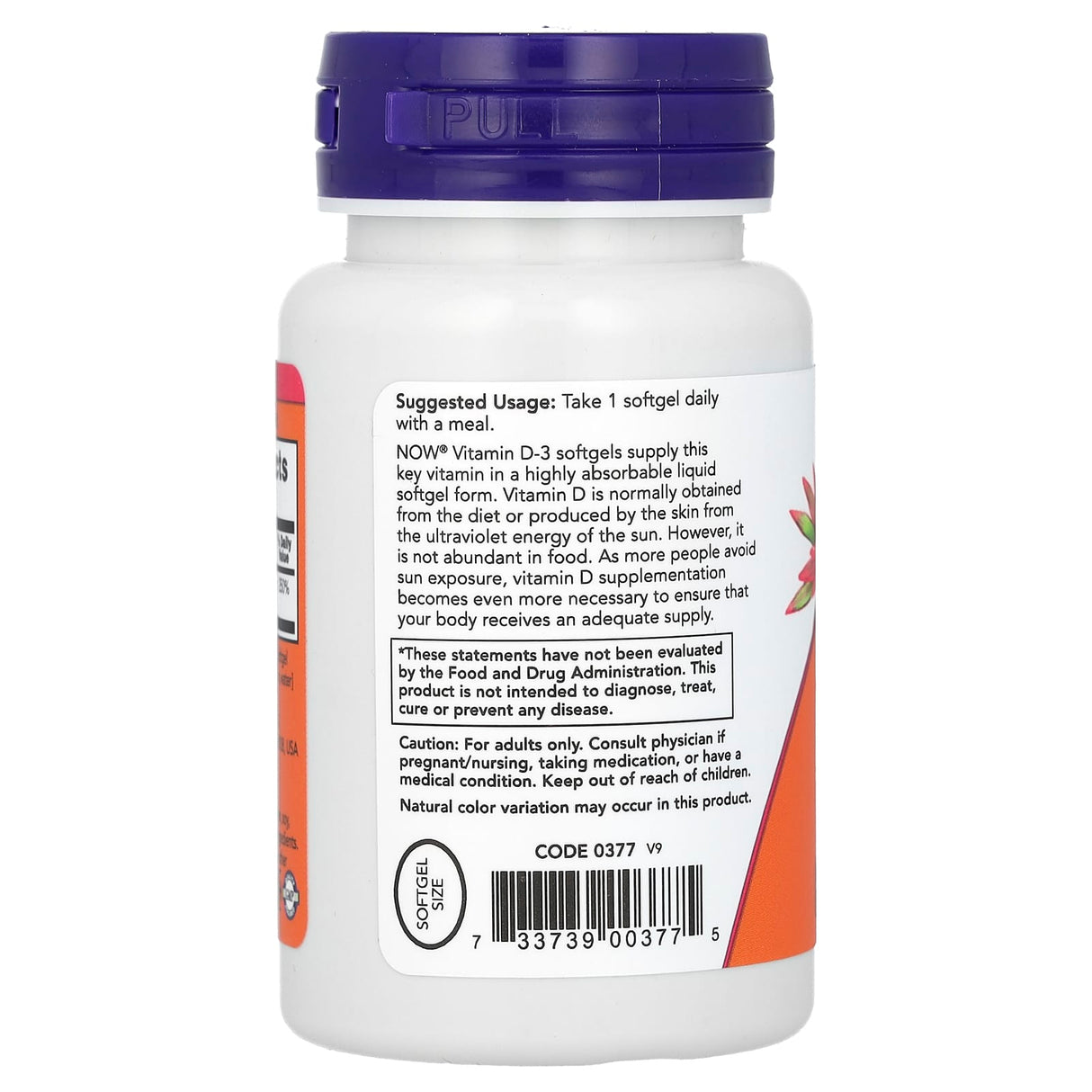 Vitamina D3, 2000 IU, Now Foods, 240 softgels