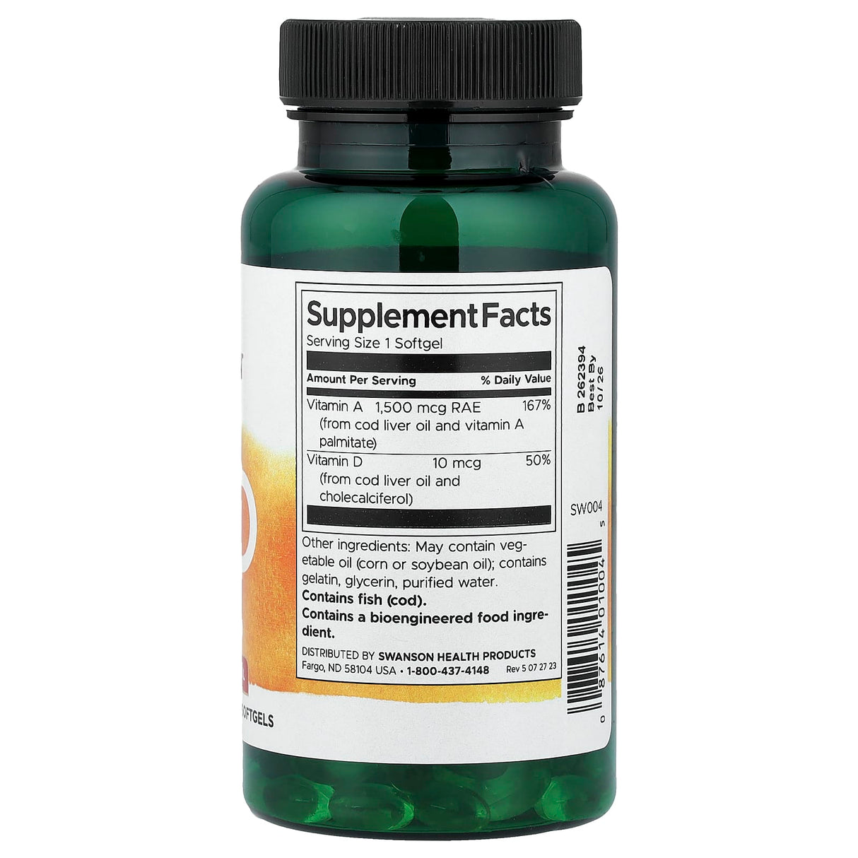 Vitaminele A și D, Swanson, 250 Softgels SW004