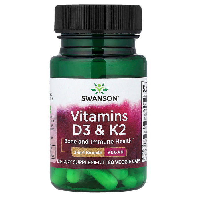 Vitamins D3 & K2 - 2,000 IU & 75 mcg, Swanson, 60 capsule SW1809