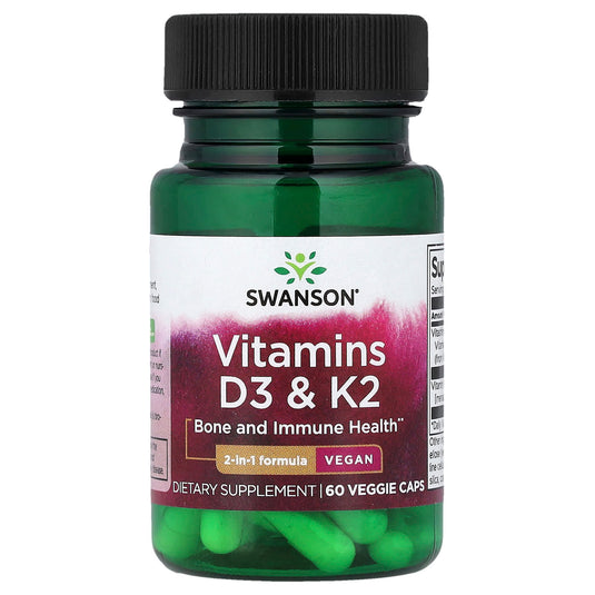 Vitamins D3 & K2 - 2,000 IU & 75 mcg, Swanson, 60 capsule SW1809