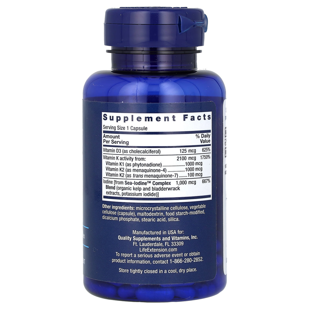Vitamins D3 and K2, 5,000 IU / 100 mcg, Life Extension, 60 capsule