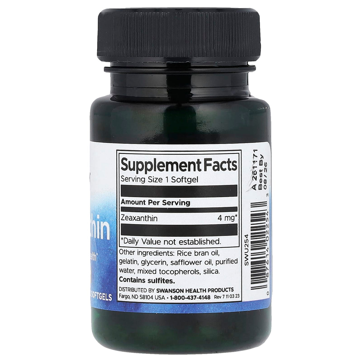 Zeaxanthin (Eye and Vision Health), 4 mg, Swanson, 60 softgels SWU254