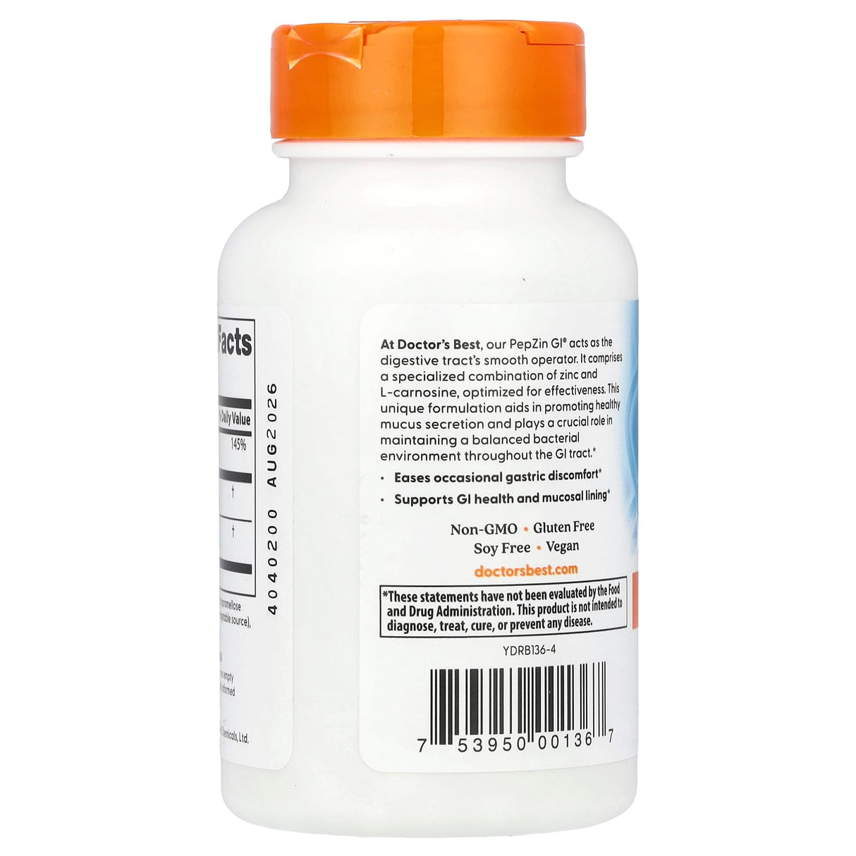Zinc-L-Carnosine Complex, PepZin GI, Doctor's Best, 120 capsule