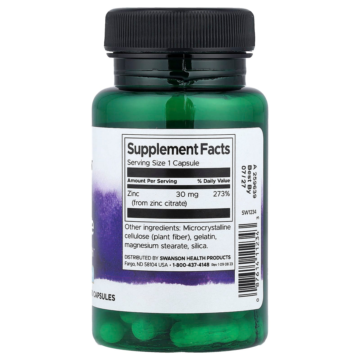 Zinc Citrate, 30 mg, Swanson, 60 capsule SW1234