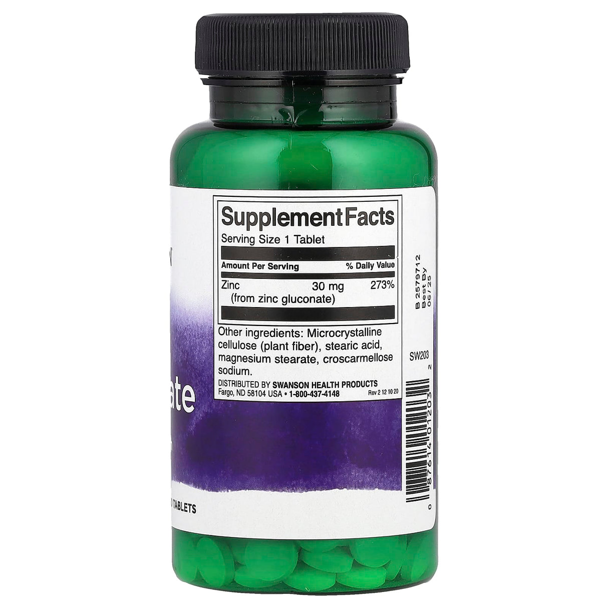 Zinc Gluconate, 30mg, Swanson, 250 tablete SW203
