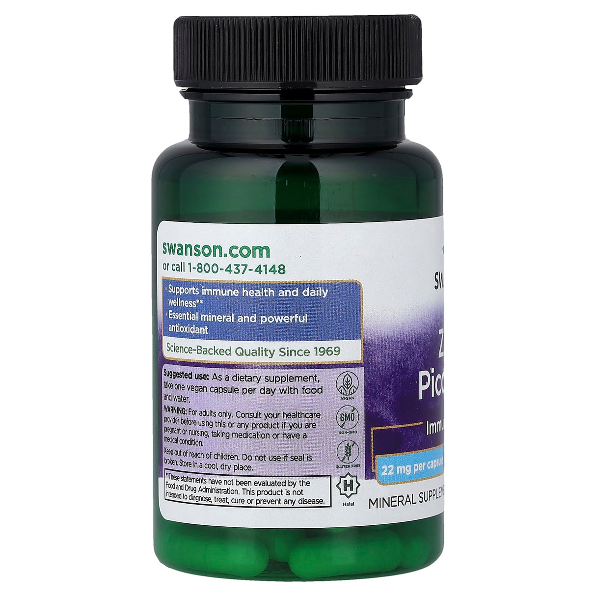 Zinc Picolinate Body Preferred Form, 22mg, Swanson, 60 capsule SW1113