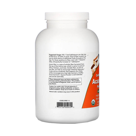 Acacia Fiber Organic Powder, (Fibre de Salcam), Now Foods, 340g