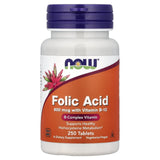 Acid Folic (Vitamina B9) 800 mcg si Vitamina B12, Now Foods, 250 tablete