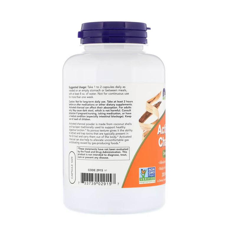 Încărcați imaginea în vizualizatorul Galerie, Activated Charcoal (Carbune Activ), Now Foods, 200 capsule
