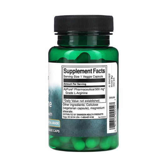 AjiPure L-Arginine (Pharmaceutical Grade), 500mg, Swanson, 60 capsule SWU454