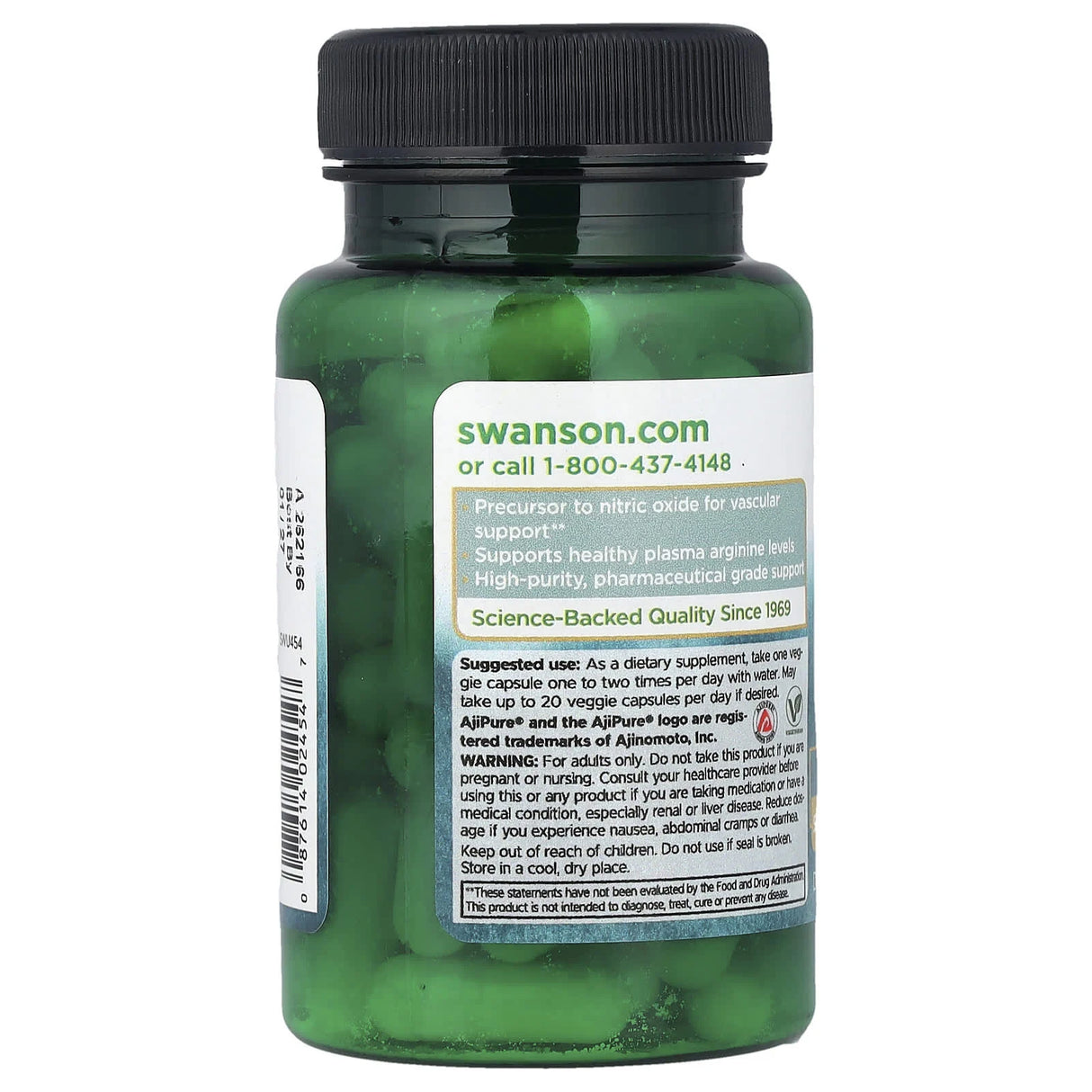 AjiPure L-Arginine (Pharmaceutical Grade), 500mg, Swanson, 60 capsule SWU454