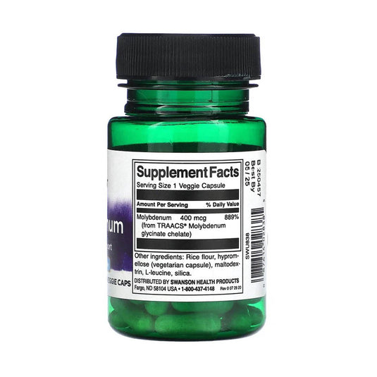 Albion Chelated Molybdenum (Molibden), 400 mcg, Swanson, 60 capsule SWU838