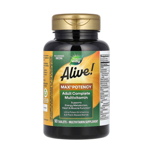 Alive!® Max3 Potency, Adult Complete Multivitamin, No Added Iron, Nature's Way, 90 Tablets