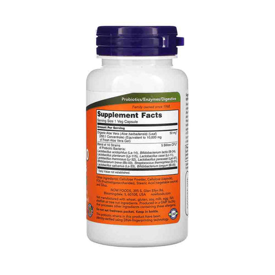 Aloe 10,000 & Probiotics, Now Foods, 60 capsule