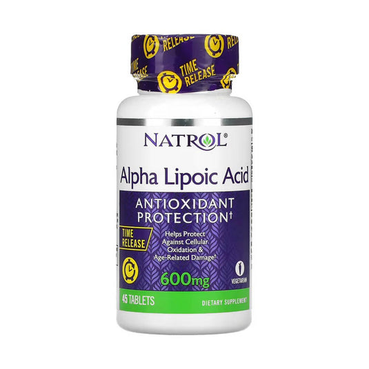 Alpha Lipoic Acid, (Eliberare Prelungita), 600 mg, Natrol, 45 tablete