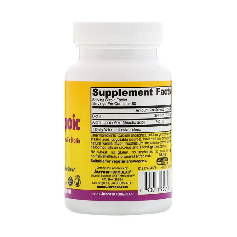 Încărcați imaginea în vizualizatorul Galerie, Alpha Lipoic Sustain with Biotin, 300 mg, Jarrow Formulas, 60 tablete
