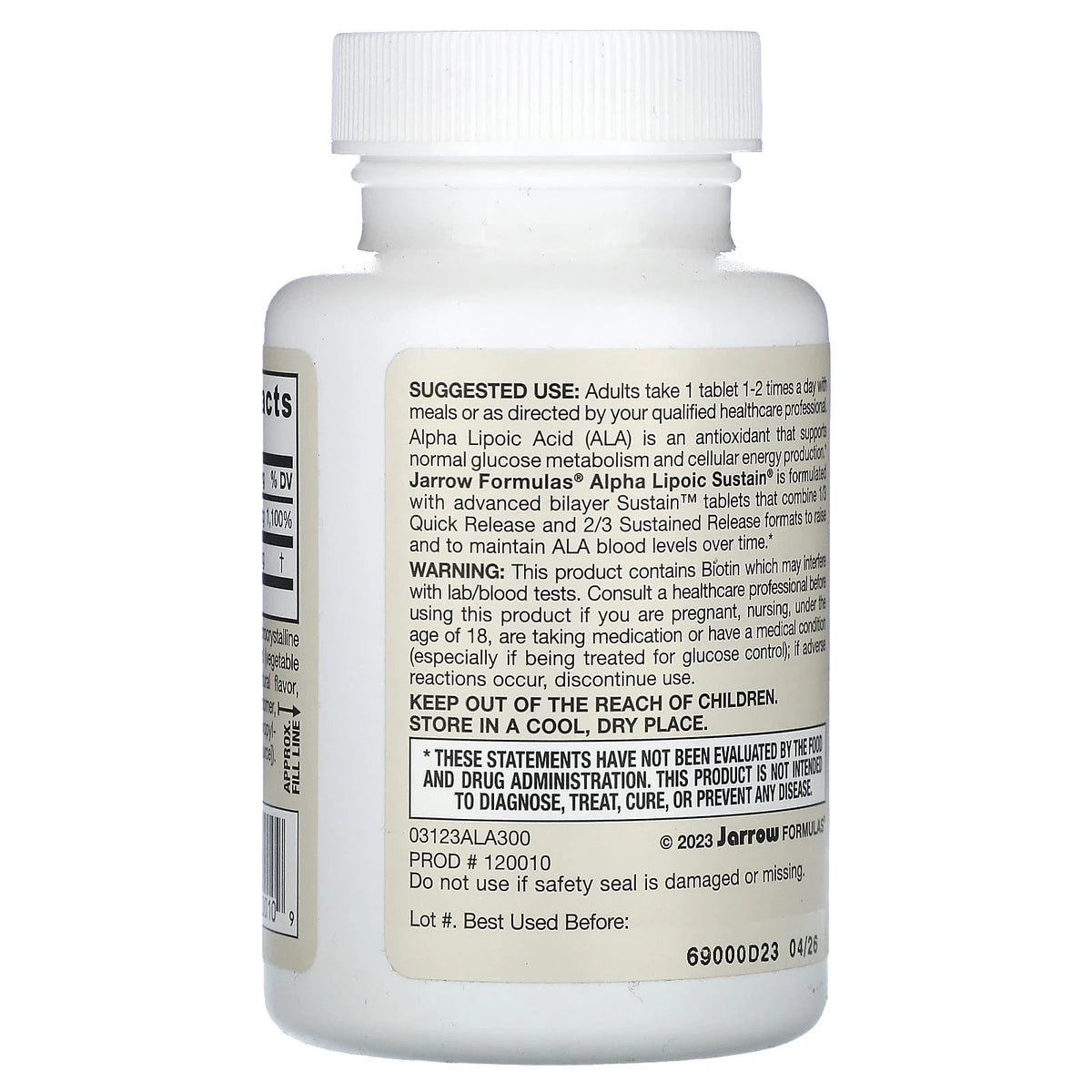 Alpha Lipoic Sustain with Biotin, 300 mg, Jarrow Formulas, 60 tablete
