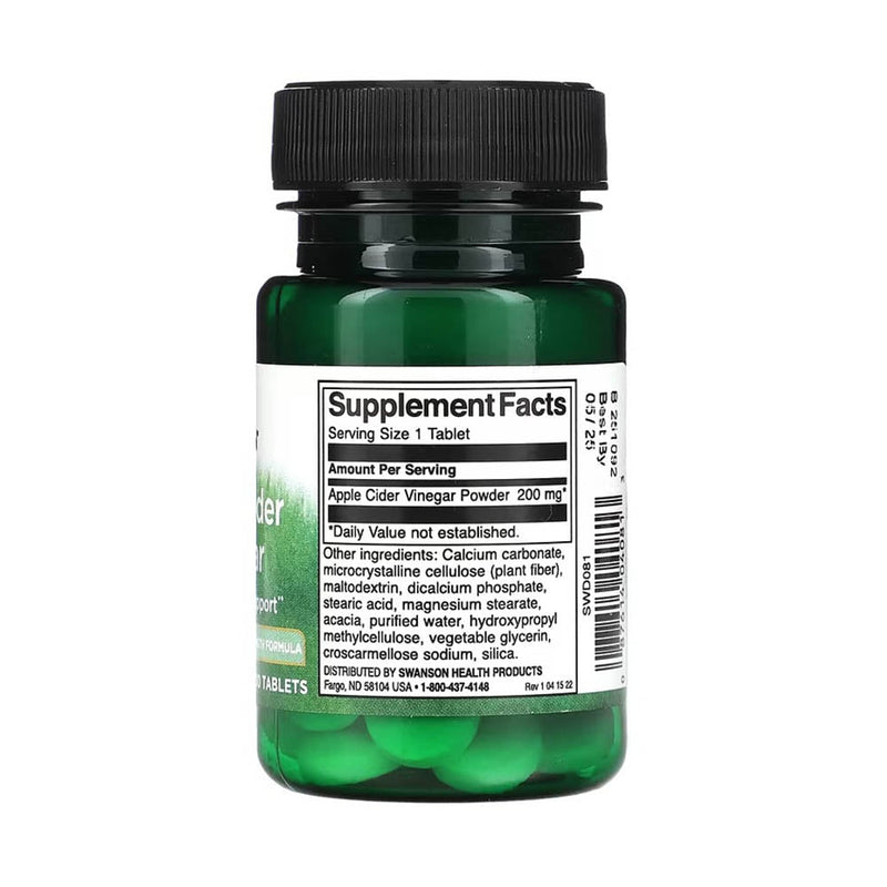 Încărcați imaginea în vizualizatorul Galerie, Apple Cider Vinegar (Otet Cidru de Mere), 200 mg, Swanson, 30 tablete SWD081
