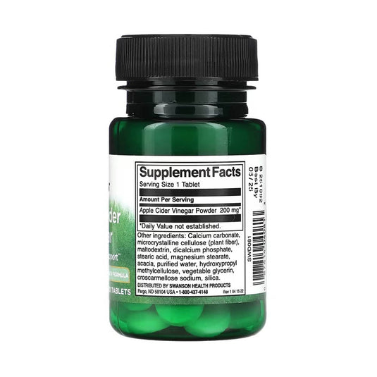 Apple Cider Vinegar (Otet Cidru de Mere), 200 mg, Swanson, 30 tablete SWD081