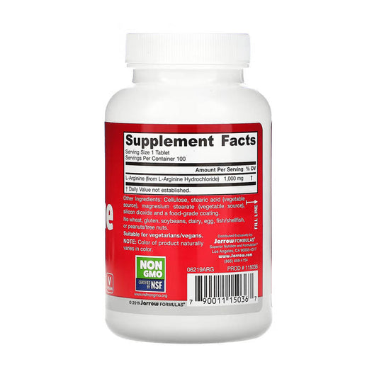 Arginine, 1000 mg, Jarrow Formulas, 100 tablete