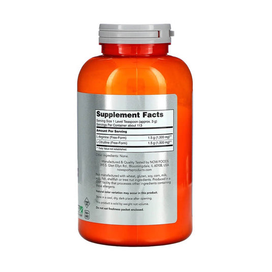 Arginine & Citrulline Powder, NOW Foods, 340g