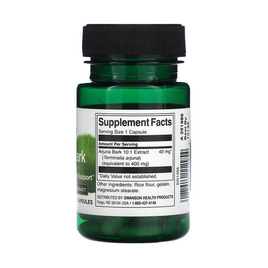 Arjuna Bark 10:1 Extract, 40 mg, Swanson, 60 capsule SW1295