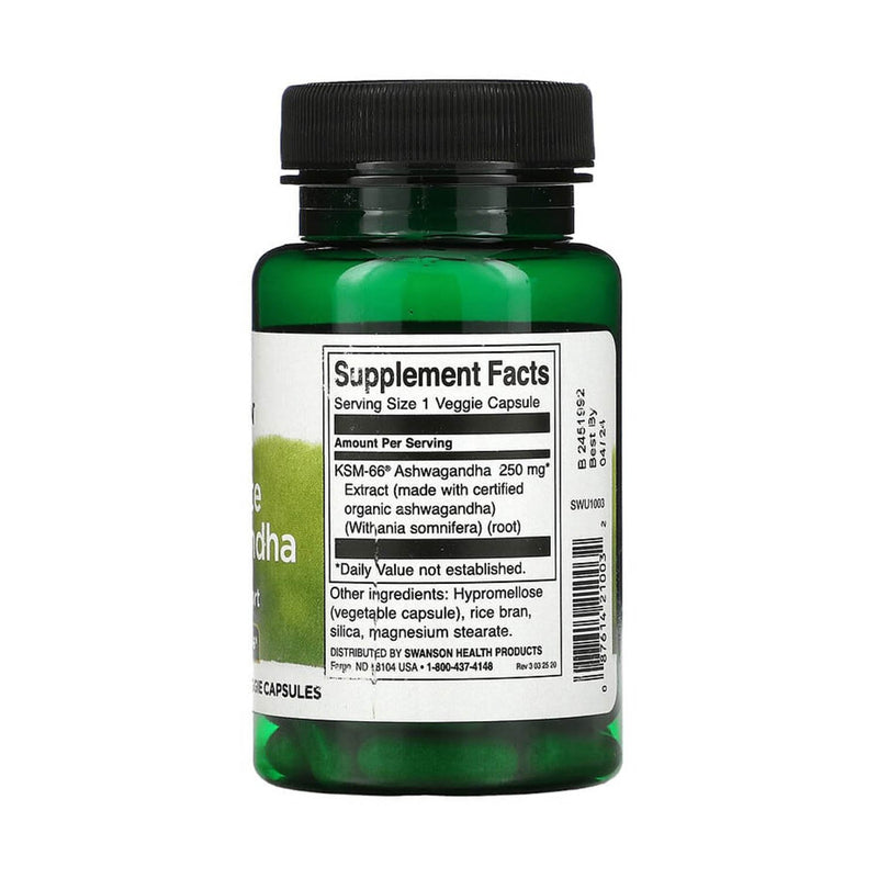 Încărcați imaginea în vizualizatorul Galerie, Ashwagandha Extract Ultimate KSM-66, 250mg, Swanson, 60 capsule SWU1003
