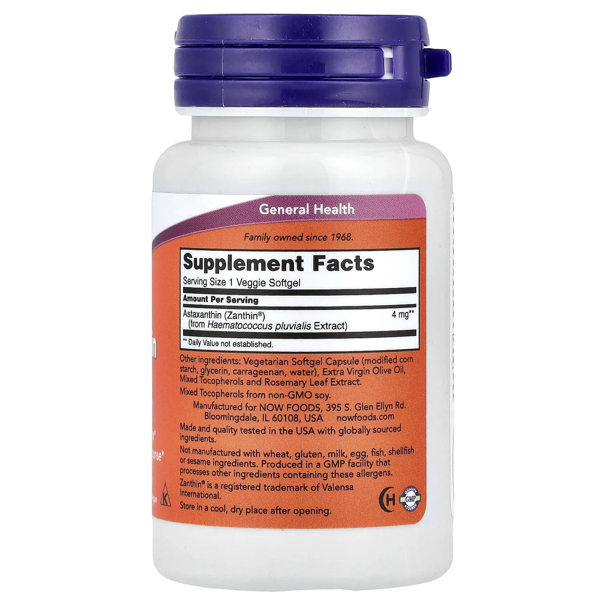 Astaxanthin, (Antioxidant), 4 mg, Now Foods, 60 softgels