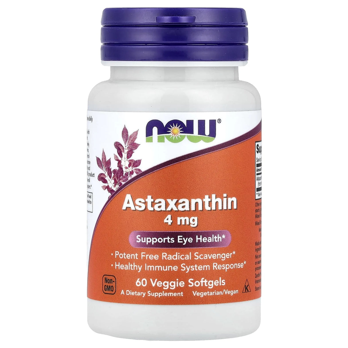 Astaxanthin, (Antioxidant), 4 mg, Now Foods, 60 softgels