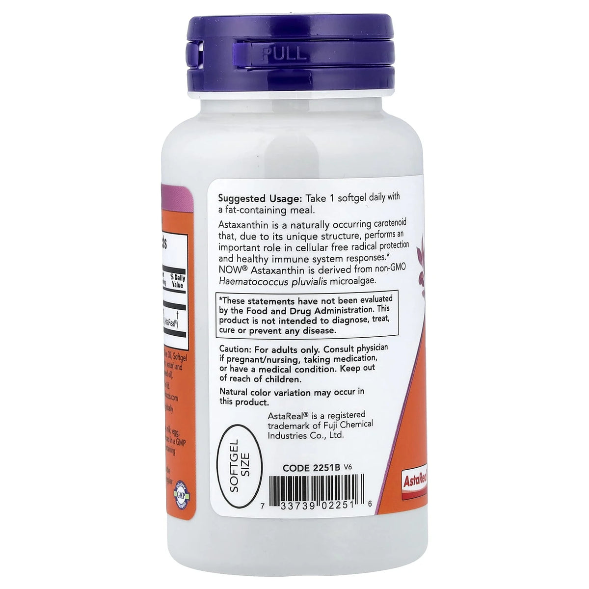 Astaxanthin, (Antioxidant), 10 mg, Now Foods, 60 softgels