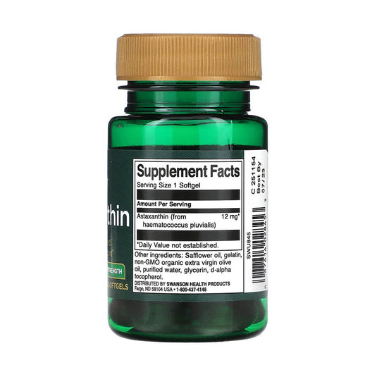 Astaxanthin, Maximum Strength, 12 mg, Swanson, 30 softgels SWU845