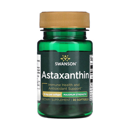 Astaxanthin, Maximum Strength, 12 mg, Swanson, 30 softgels SWU845