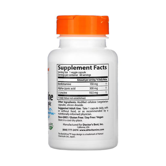 Benfotiamine 150 + Alpha-Lipoic Acid 300 mg, Doctor's Best, 60 capsule