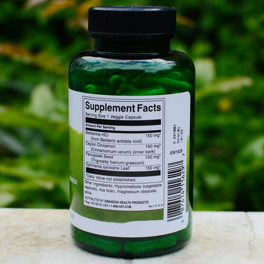 Berberine Complex with Cinnamon, Gymnema & Fenugreek, Swanson, 90 capsule SW1629